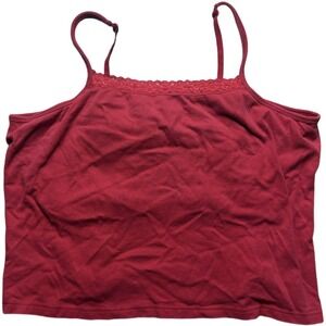 Vintage Red Plus Size Women's Lace Trim Cropped Cami Tank Top 4x JMS collection